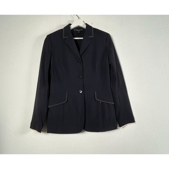 Charles Ancona Womens Equestrian Blazer Jacket Size 10 Navy Blue Italian Fabric - Picture 1 of 15